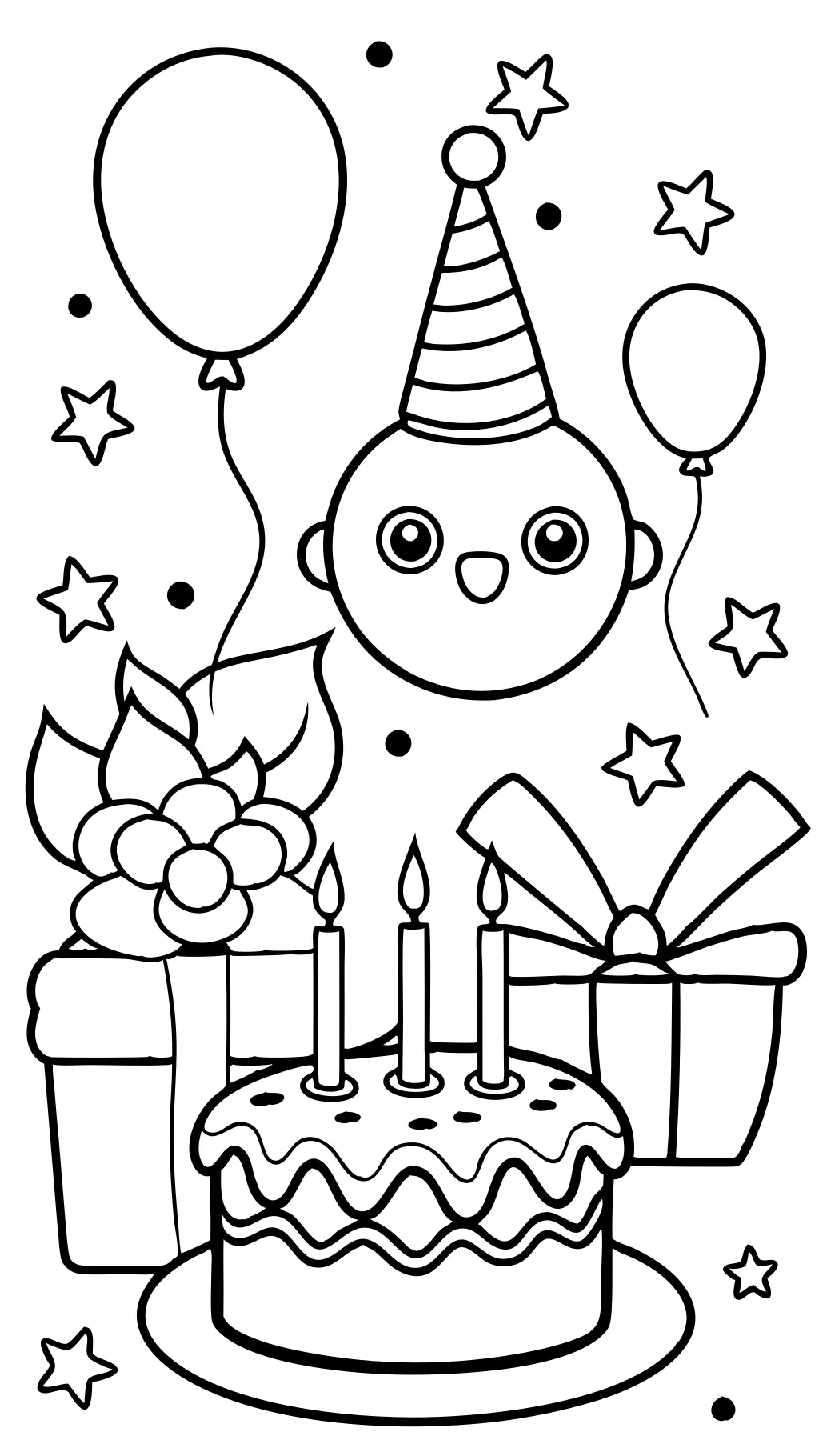 pages à colorier d’images de joyeux anniversaire